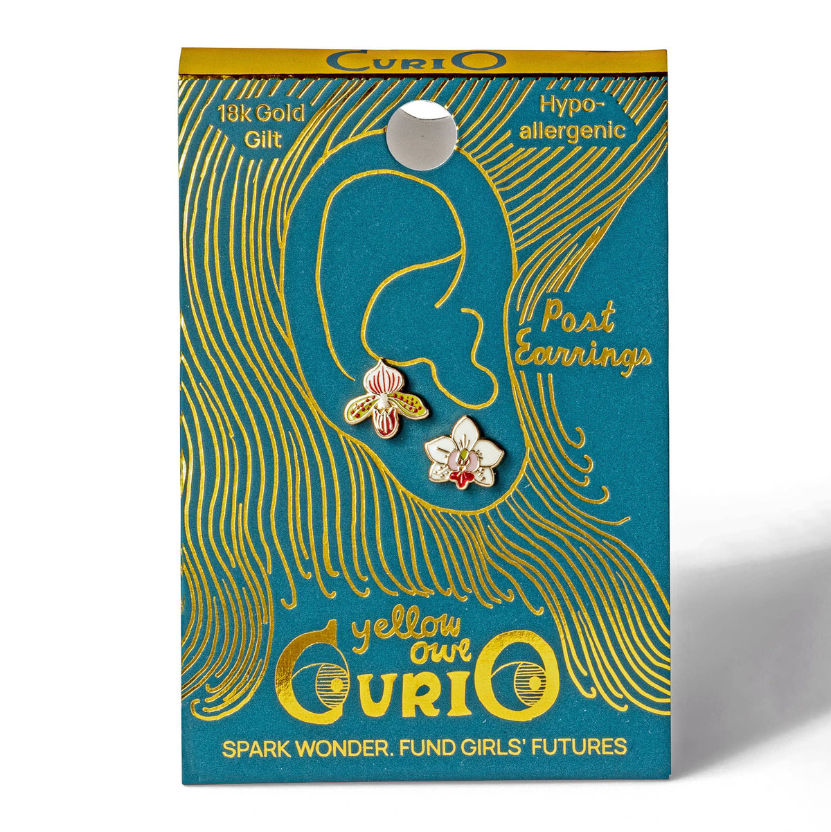 CURIO Orchids Earrings | Mismatched Gold Studs
