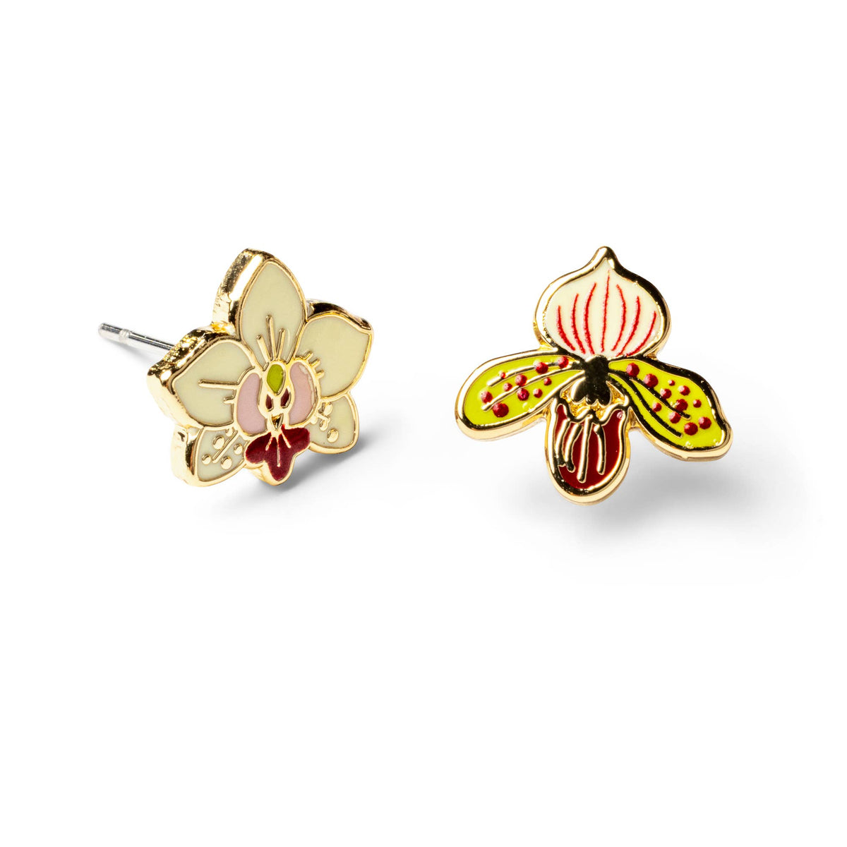 CURIO Orchids Earrings | Mismatched Gold Studs