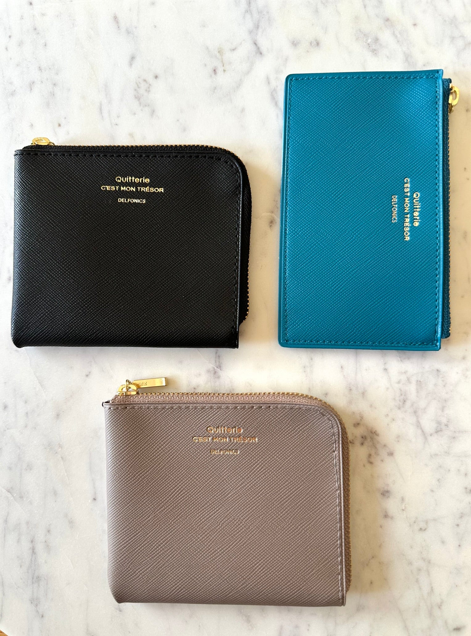 Delfonics Quitterie Japanese PVC Half Zip Wallet – Black
