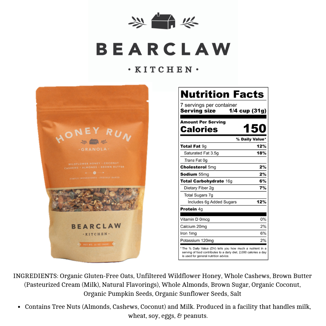 Bearclaw Kitchen Honey Run Granola – 2oz Gift Size