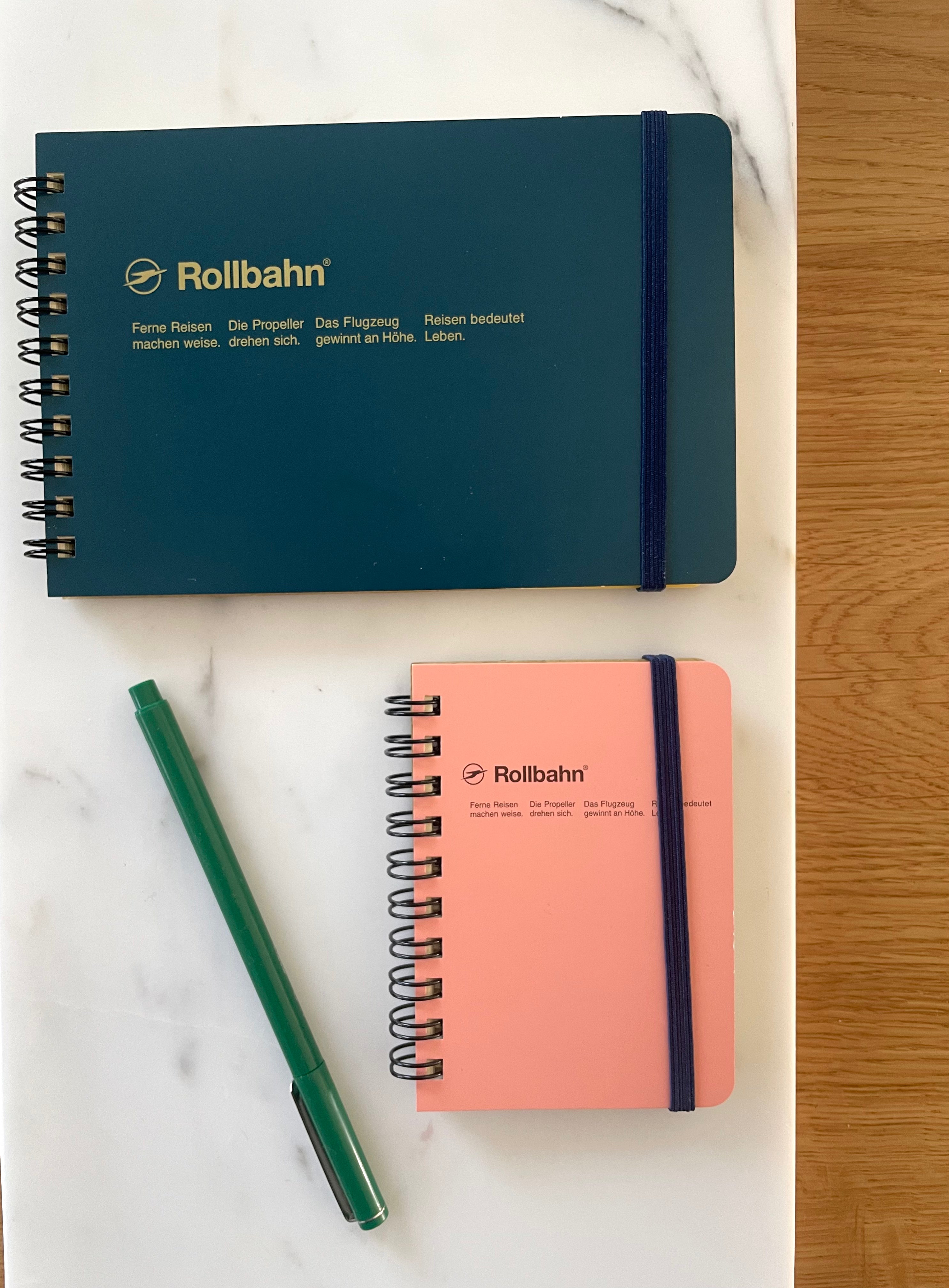 Rollbahn mini memo blush pink with green le pen