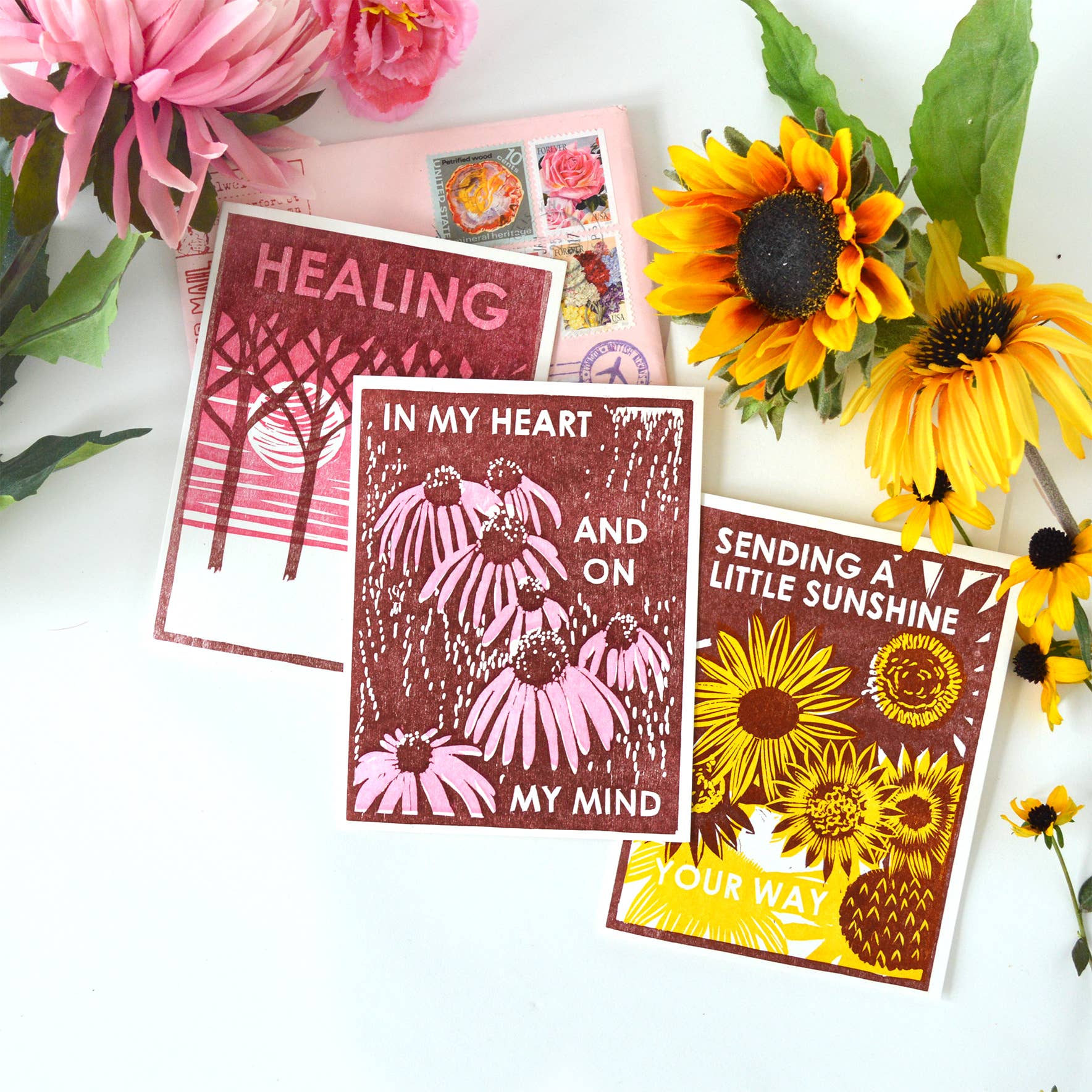 In My Heart Coneflowers Red Friendship Card