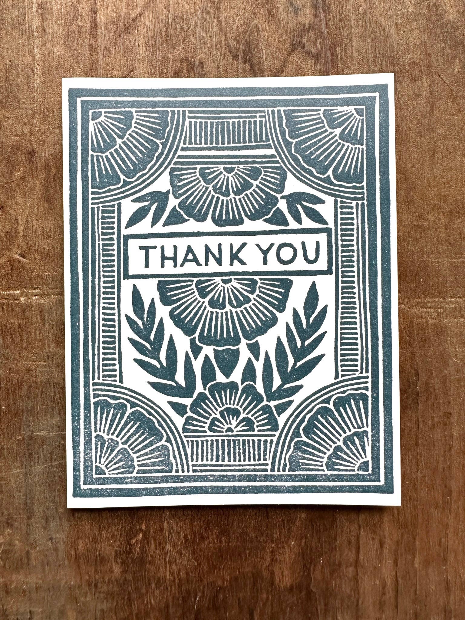 Thank You Green Floral Greeting Card