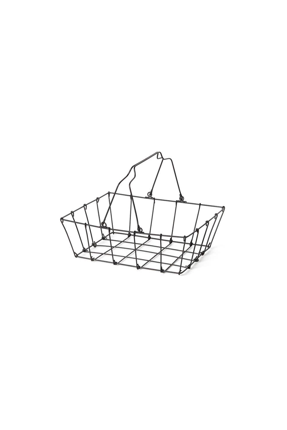 Fog Linen Black Wire Rectangle Grocery Basket