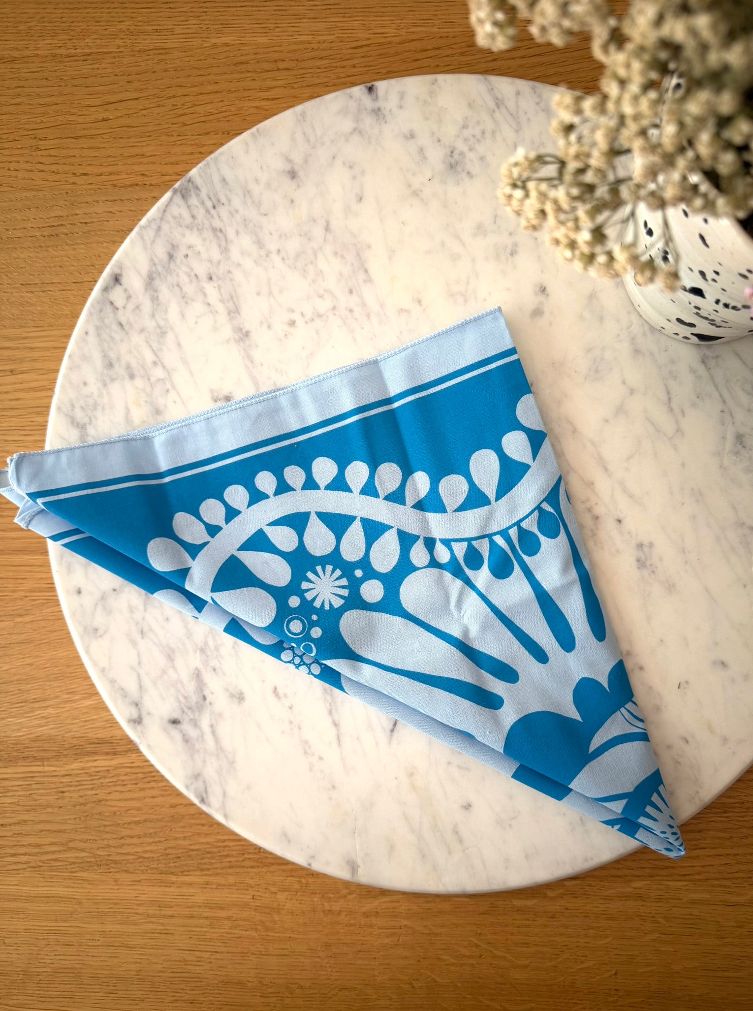 Blue Pollinator Bandana by Illustrator Meg Hunt