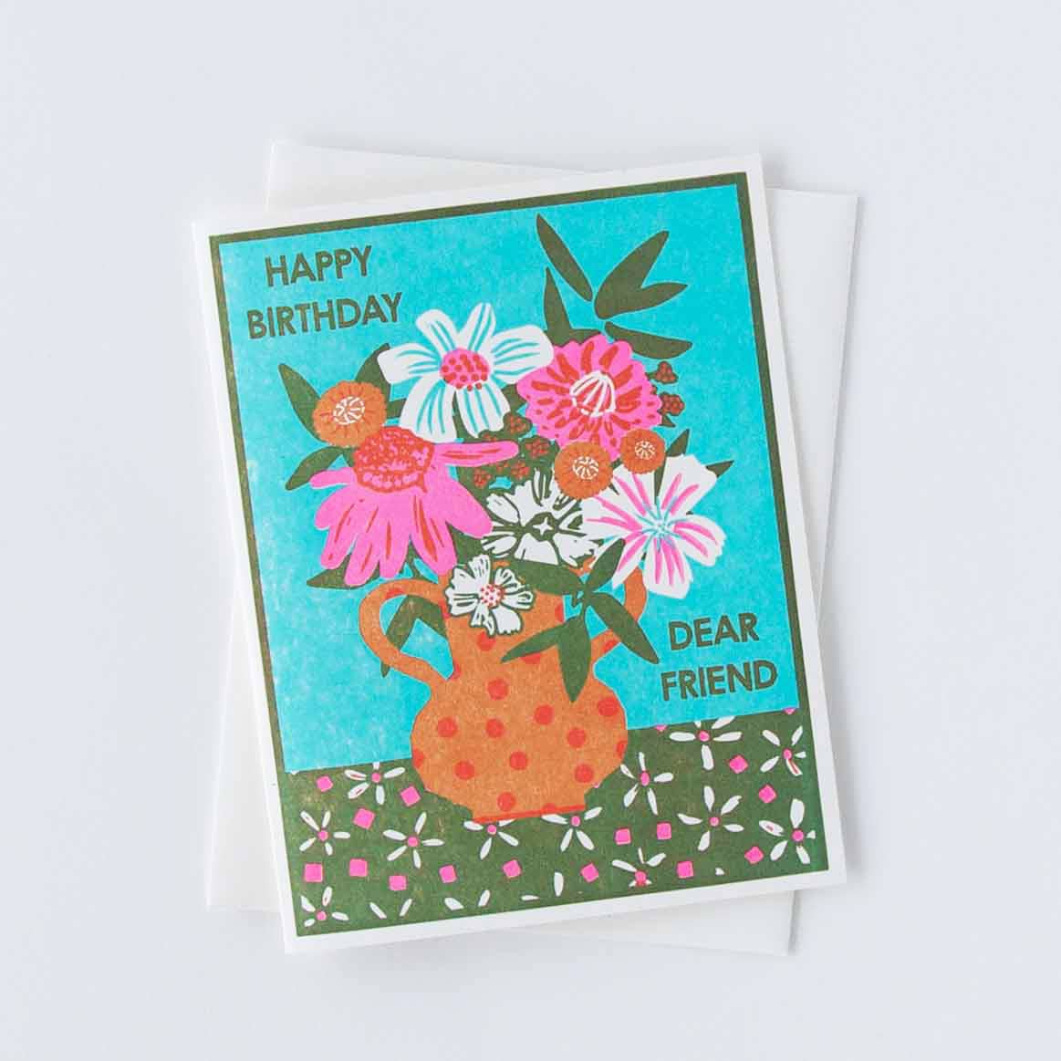 Happy Birthday Dear Friend Letterpress Card by Heartell Press