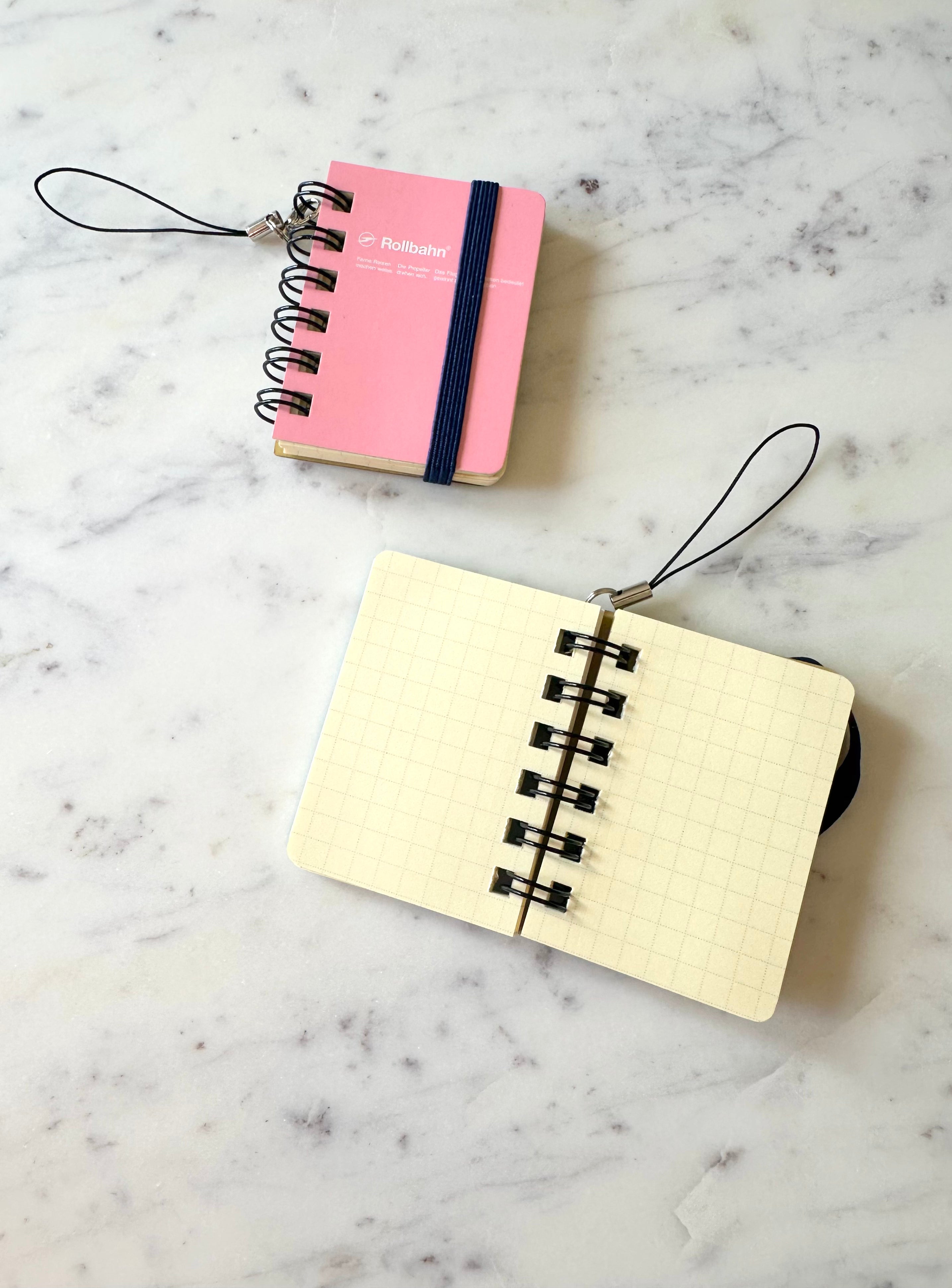 Rollbahn Spiral Notebook – 'Micro' Light Pink Charm Keychain