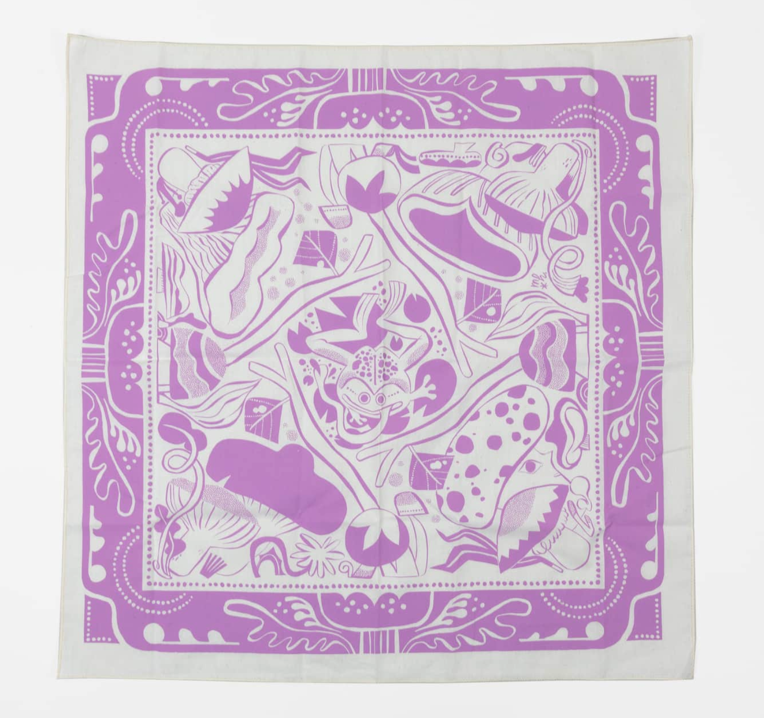 Lavender Forest Floor Bandana by Illustrator Meg Hunt