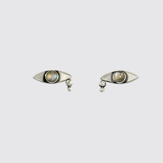 Crying Eye Silver Studs – Labradorite