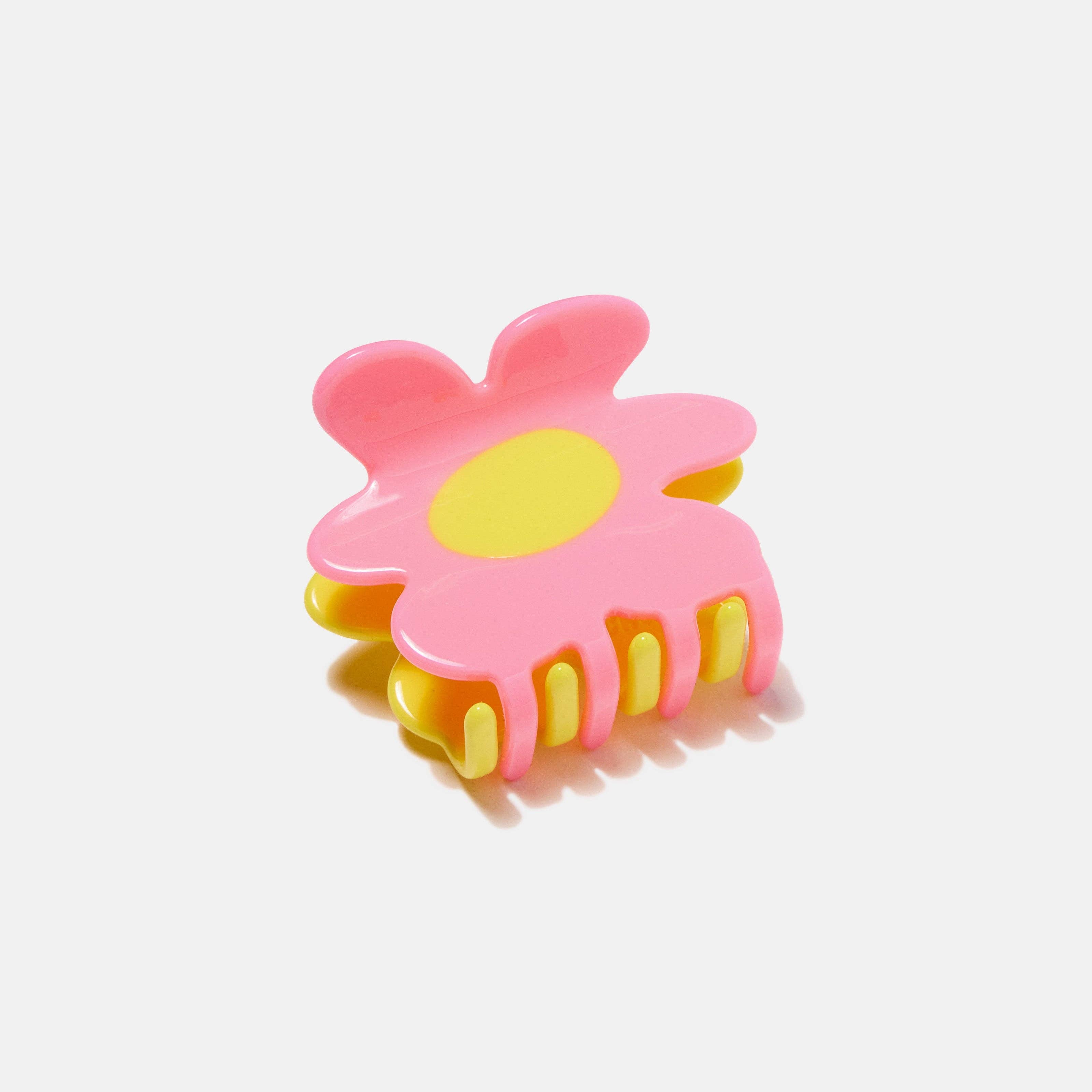 Flower Hair Claw in Yellow + Pink