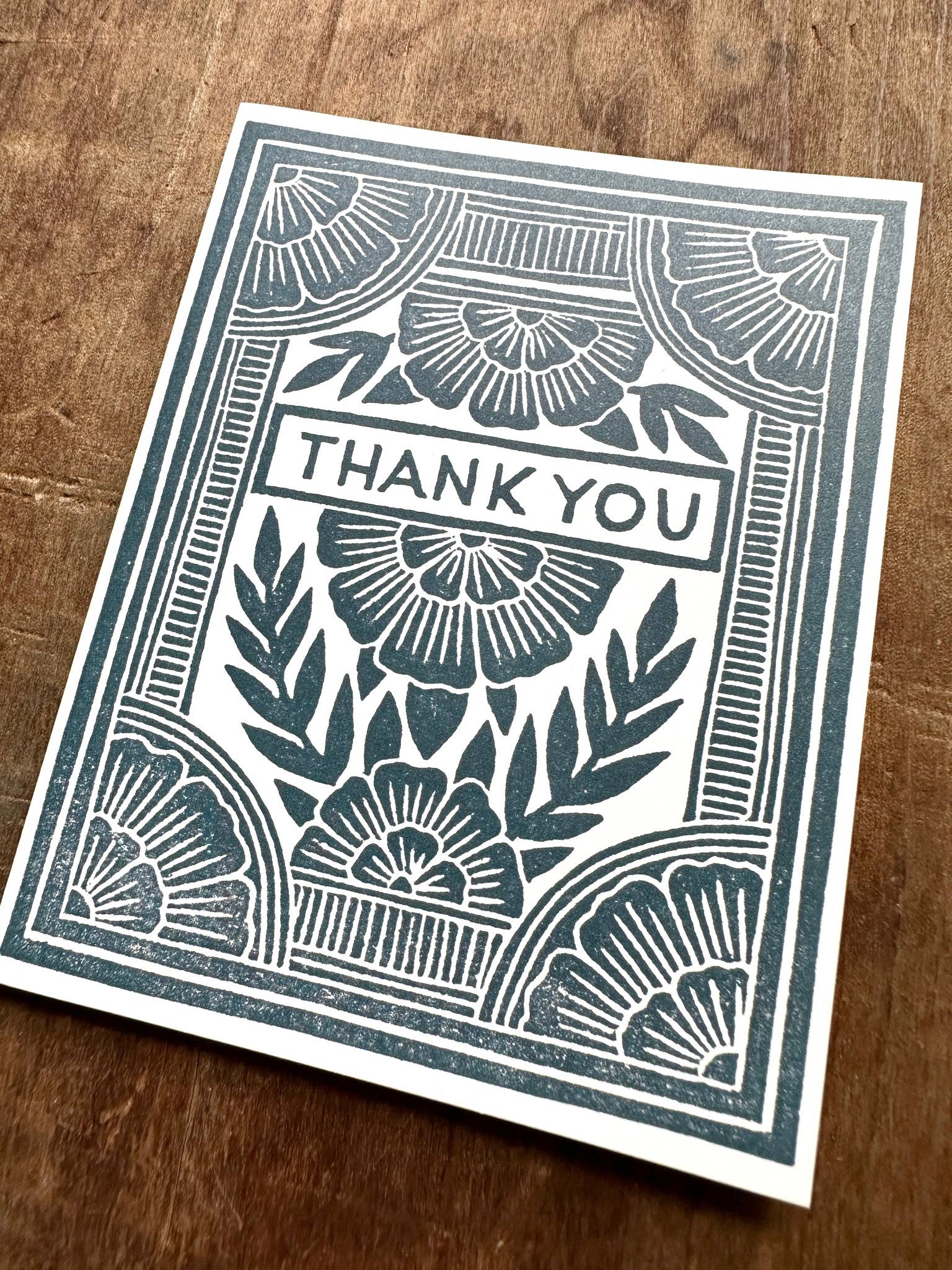 Thank You Green Floral Greeting Card