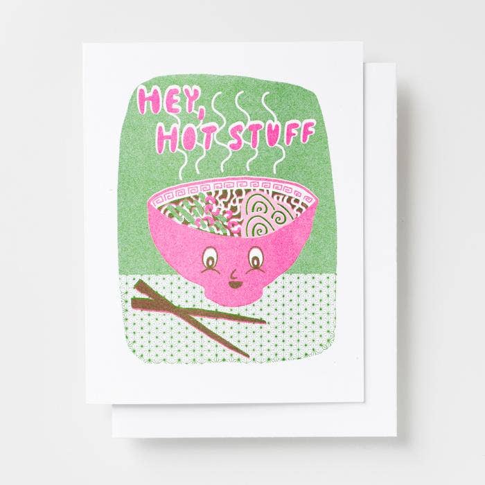 Hey Hot Stuff Ramen - Love Risograph Card